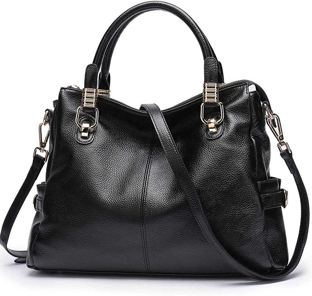 Price:$79.99    Womens Genuine Leather Handbag Urban Style Satchel Tote Bag Vintage Shoulder Top-Handle Crossbody Handbags Large Capacity  Clothing