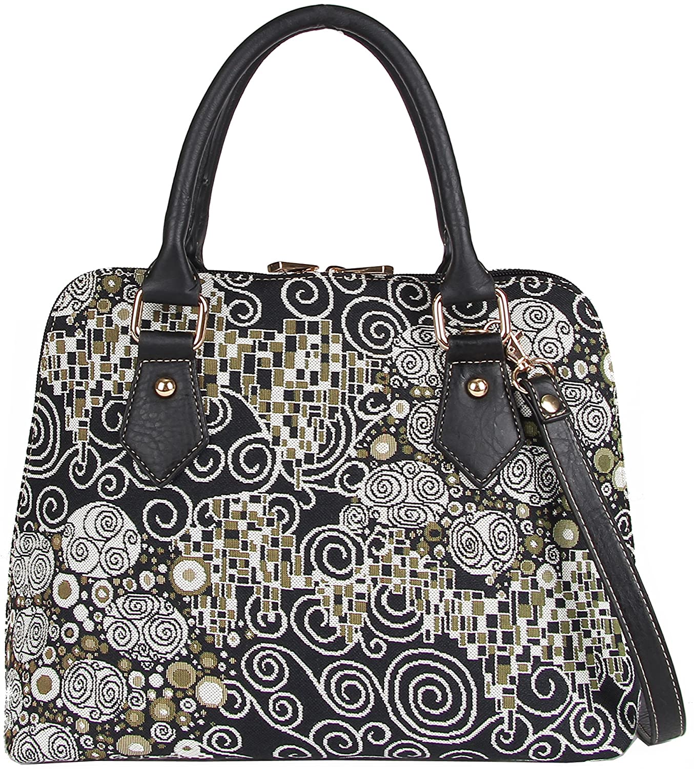 Price:$44.99 Signare Tapestry Handbag Satchel Bag Shoulder bag and Crossbody Bag and Purse for women with Gustav Klimt The Kiss (CONV-KISS)  Handbags   