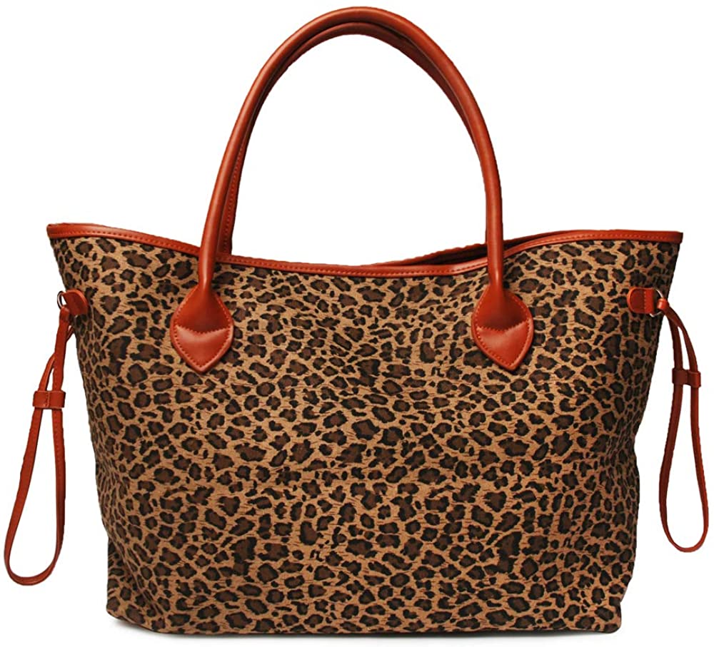 Price:$21.74    Women Leopard Shoulder Bags Purses Over sized Stylish Sturdy Canvas Weekender Beach Tote Handbag (Big Size)  Clothing