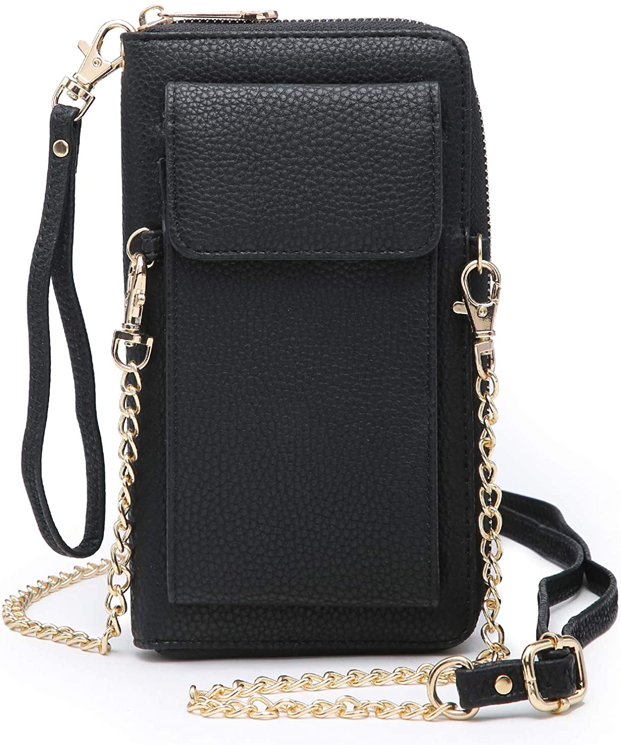 Price:$19.99 Women Cell Phone Wallet Purse Small Crossbody Shoulder Bag Wristlet Handbag Smartphone Pouch Clutch Black  Handbags   