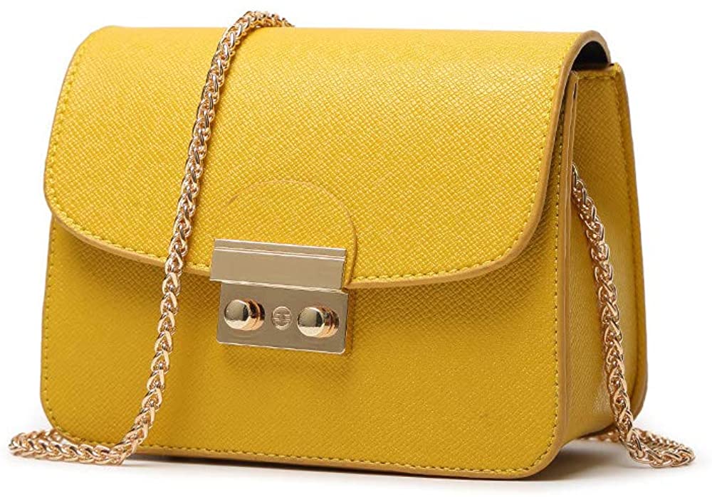 Price:$18.99 Women Small Chain Shoulder Bags, Designer Crossbody Purse Evening Clutch Handbag, Yellow  Handbags   