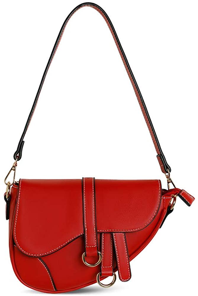 Price:$20.99    Crossbody Bag for Women Retro Saddle Bag Purse Small Leather Vintage Tote Shoulder Bag  Clothing
