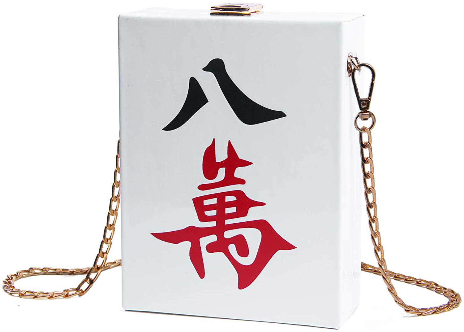 Price:$19.98 Oweisong Women Chic Chinese Mahjong Crossbody Bag Square Box Purse Retrp Cute Lock Closure Shoulder Handbag  Handbags   