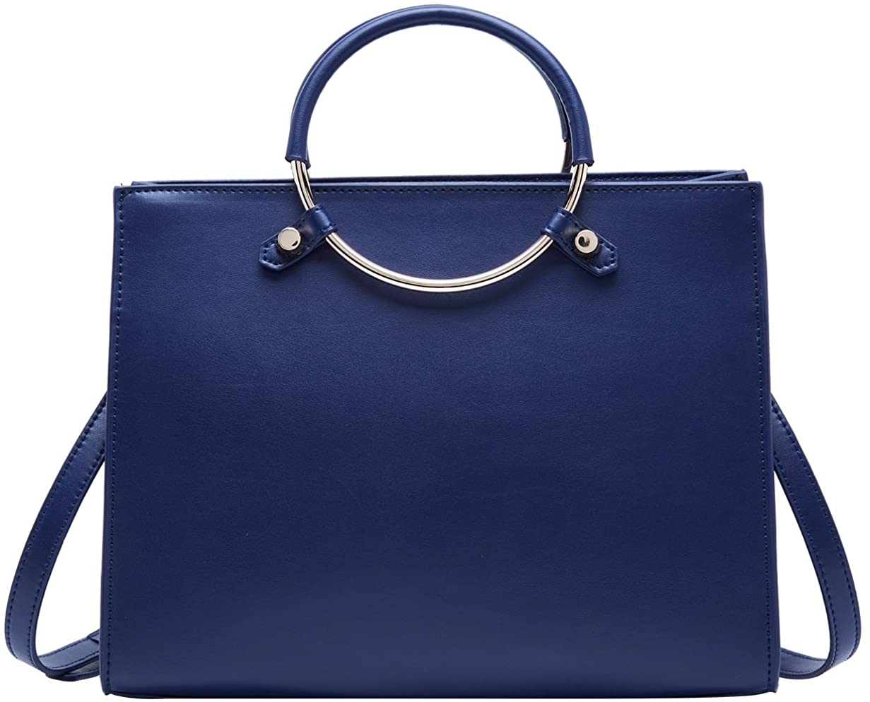 Price:$59.99 BOYATU Leather Handbag for Women Fashion Ladies Shoulder Purse Top Handle Bag Royal Blue  Handbags   