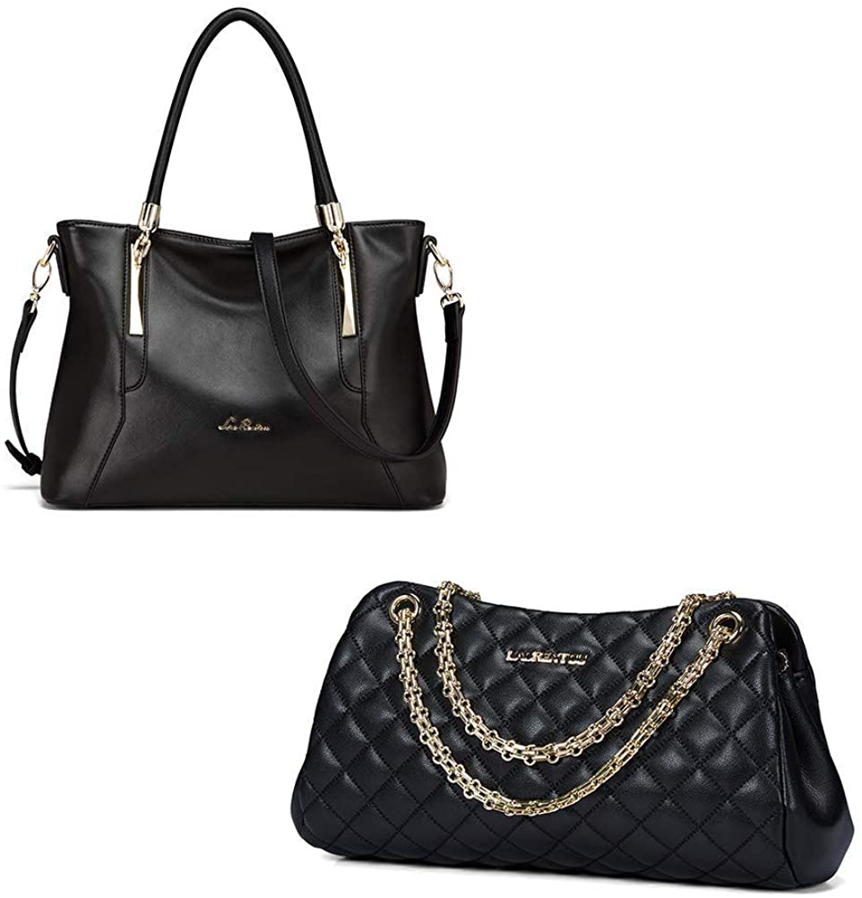 Price:$148.58    LAORENTOU Cowhide Leather Quilted Handbags for Women Pillow-shape Chain Purses Women's Shoulder Bags, Cowhide Leather Purses and Handbags for Women Shoulder Bags Black Shoulder Tote Purse  Clothing