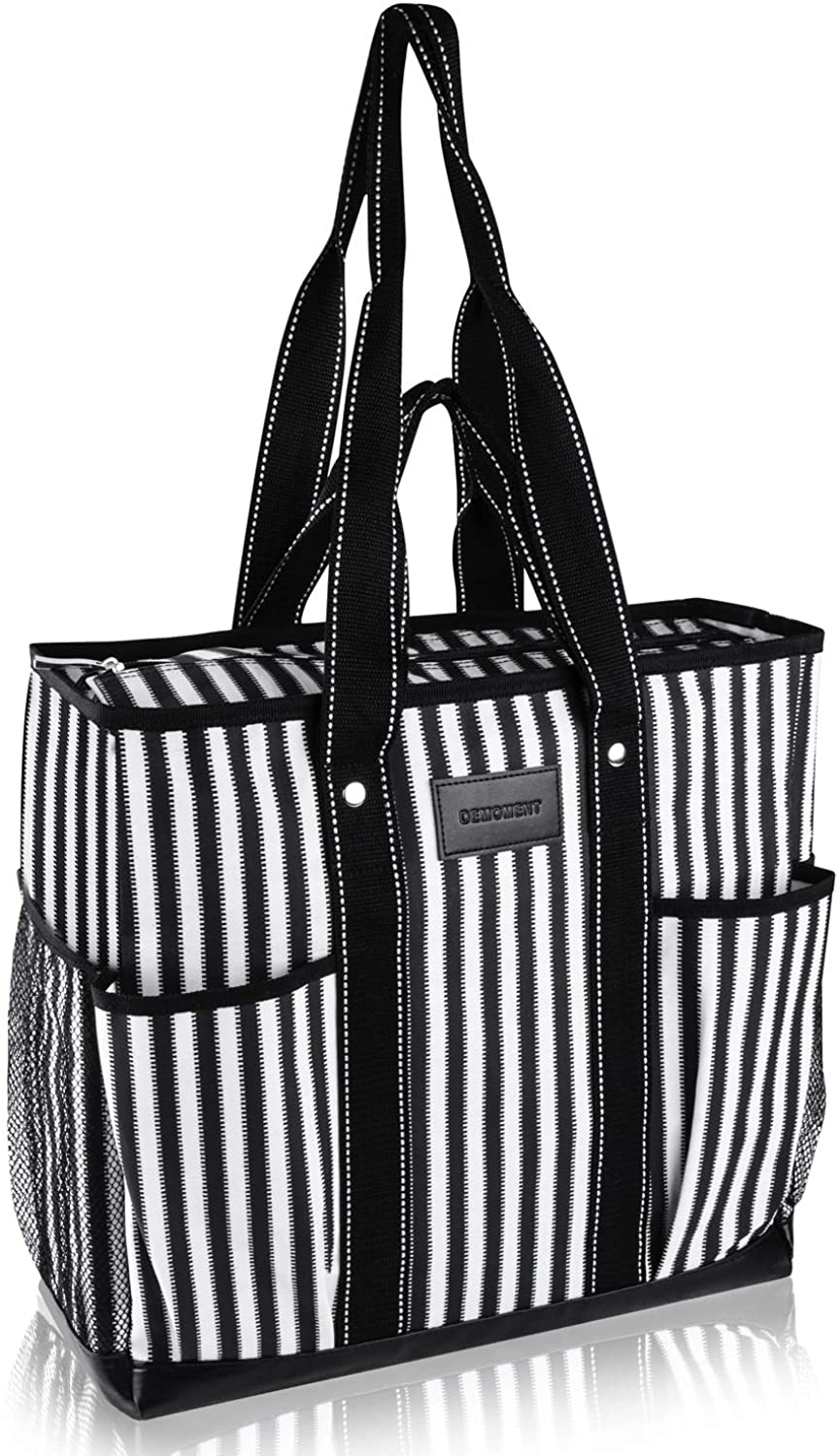 Price:$28.98    DEMOMENT Large Canvas Utility Tote Bag,Work Teacher Nurse Shoulder Women Bag (Vertical stripes)  Clothing
