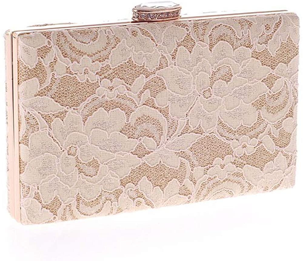 Price:$28.00 staychicfashion Womens Lace Evening Party Bag 3 Way Wedding Bridal Shoulder Handbag Hardbox(Nude)  Handbags   