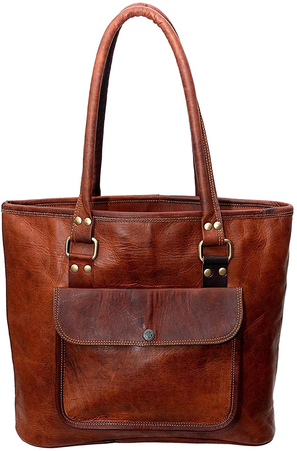 Price:$45.99    Leather Castle Tote Bag Women Handbag Shopping Travel Shoulder Bag, 16 Inch, Brown, Medium  Clothing