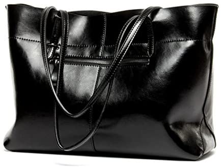 Price:$39.99    Obosoyo Women's Handbag Genuine Leather Tote Shoulder Bags Soft Hot Purse Black22  Clothing