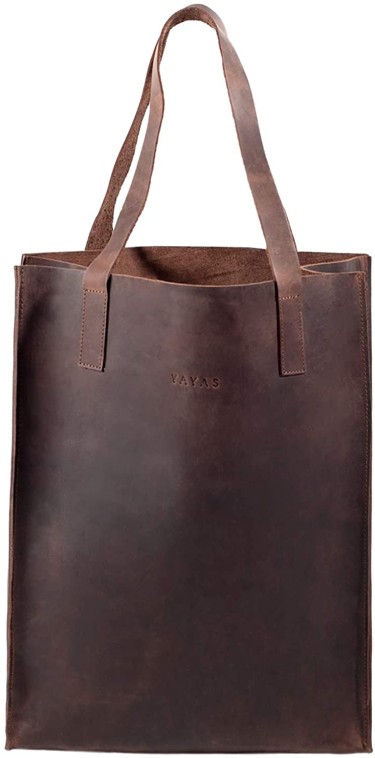 Price:$84.99    YAYAS Leather Travel Dark Brown Shoulder Tote - Handbag For Men & Women - Leather Handles. HandMade (US-BOLSA Travel Cafe Oscuro)  Clothing