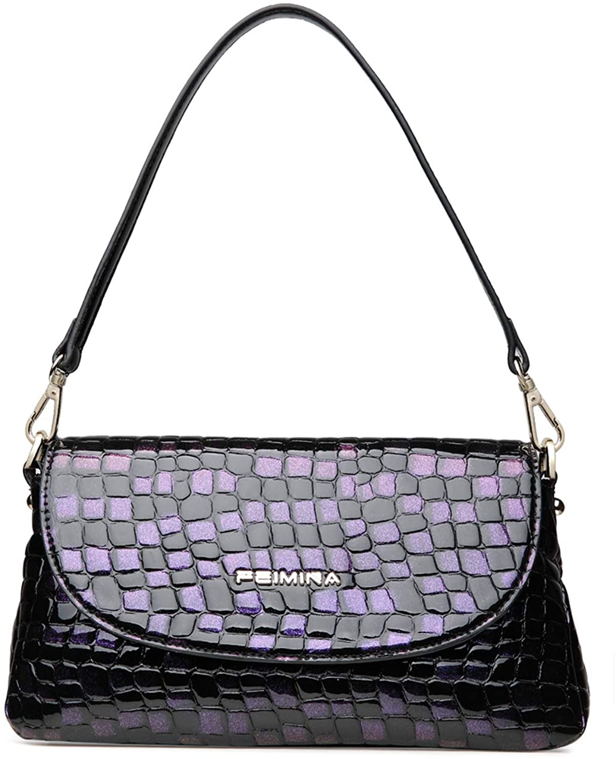 Price:$59.99    FEIMINA Women Shoulder Bag Leather Handbag Tote Crocodile Grain Crossbody (Purple)  Clothing