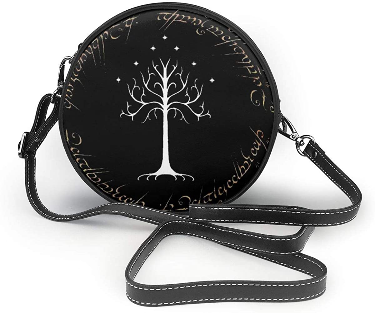 Price:$25.99 Circular Leather Lord Of The Rings Shoulder Bag ，Zipper Crossbody Purse Handbag Bag For Womens  Handbags   
