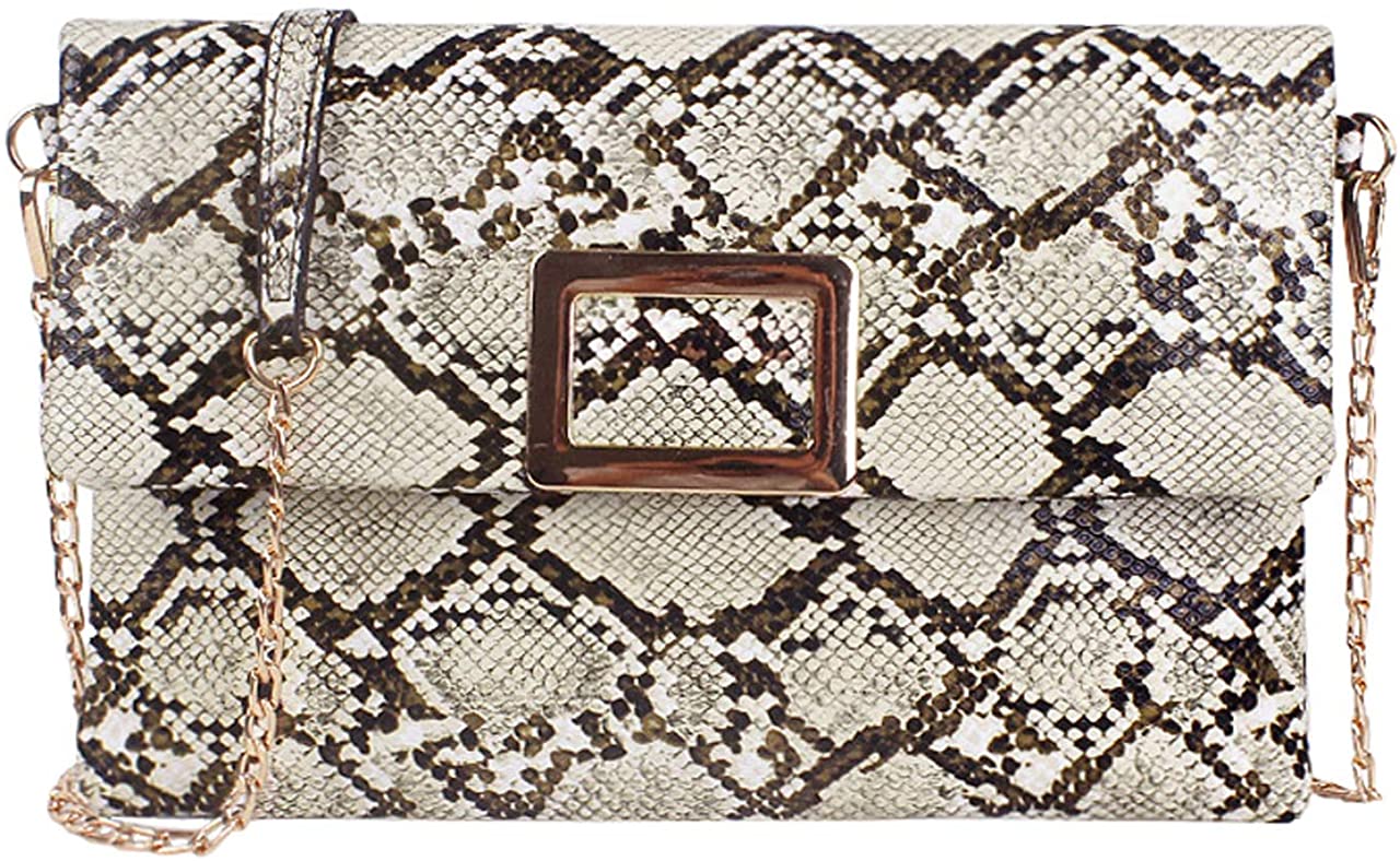 Price:$22.99 Ayliss Women's Snakeskin Bag Handbag Shoulder Clutch Purse Evening Bag PU Leather Crossbody Bag Chain Strap  Handbags   