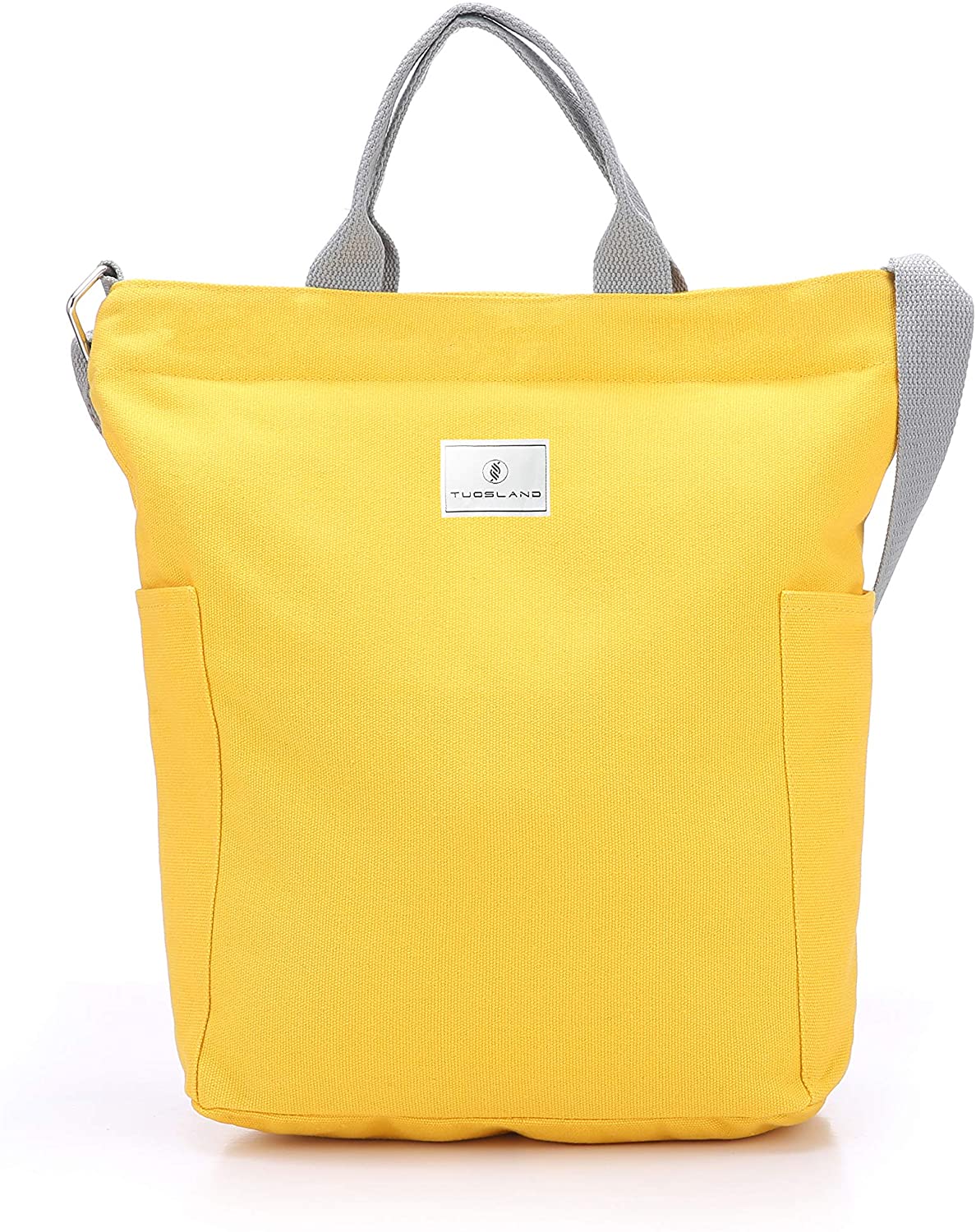 Price:$19.99    TUOSLAND Canvas Tote Bag,Handbags for Women,Casual Shoulder Crossbody Bags, Zippered Bags with Pockets Adjustable Strap,for Work and Study(Yellow)  Clothing