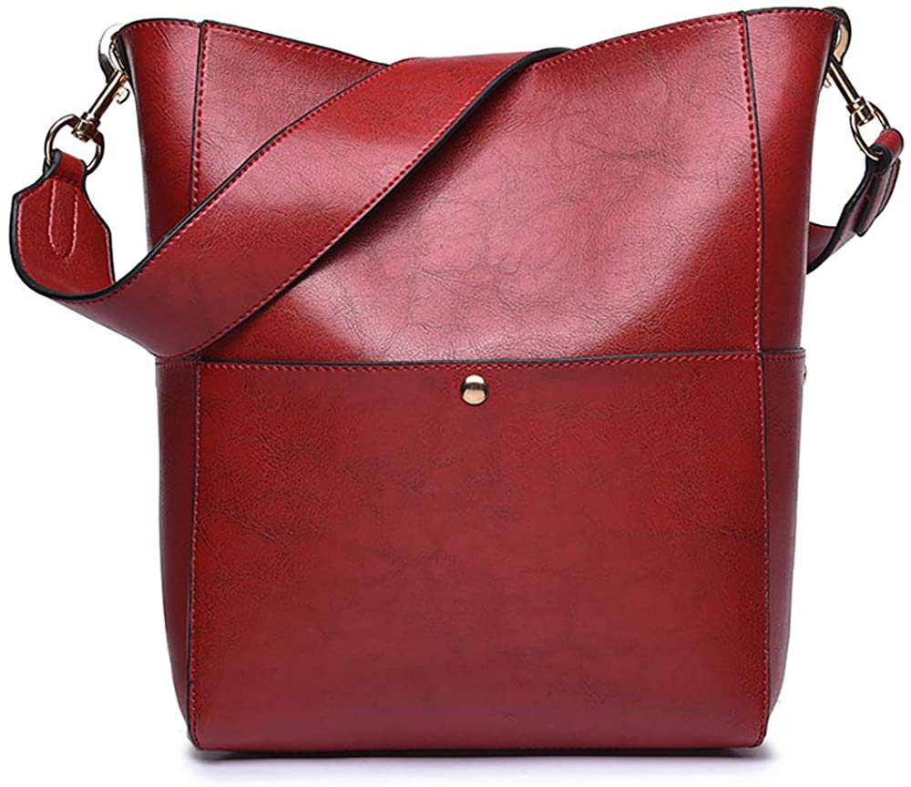 Price:$27.99    Lysal Women Satchel Hobo Bag Bucket Tote Top Handle Cross Body Shoulder Handbag Purse, Red, Large  Clothing