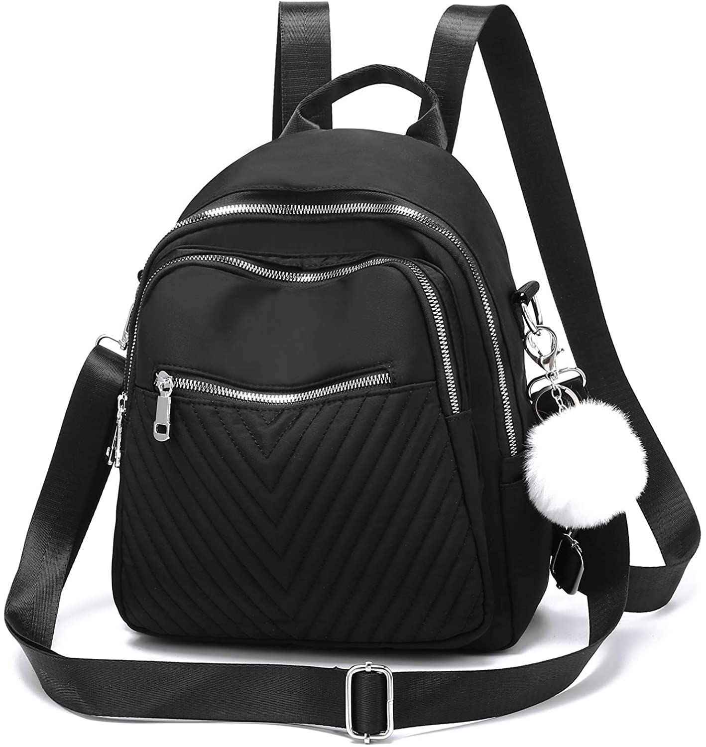 Price:$19.99    I IHAYNER Backpack Purse for Women Fashion Mini Backpack Nylon Water Resistant Rucksack for Ladies Shoulder Bag Black  Clothing