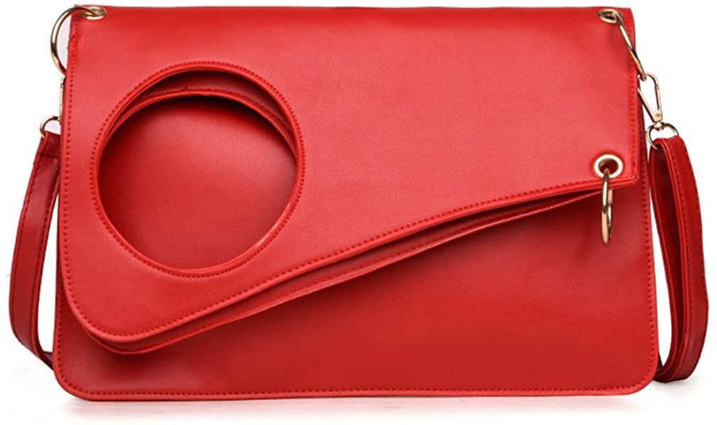 Price:$17.98    Coofig Women Leather Top Round Hole Summer Handbags Satchel Purse Shoulder Bag Tote Bag (Red)  Clothing