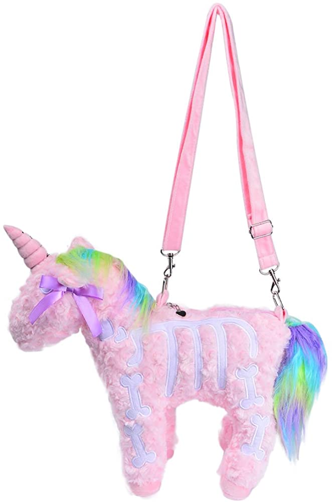Price:$39.99 Nite closet Unicorn Purse for Women Crossbody Shoulder Bag Cute Fluffy Animal Halloween (Pink)  Handbags   