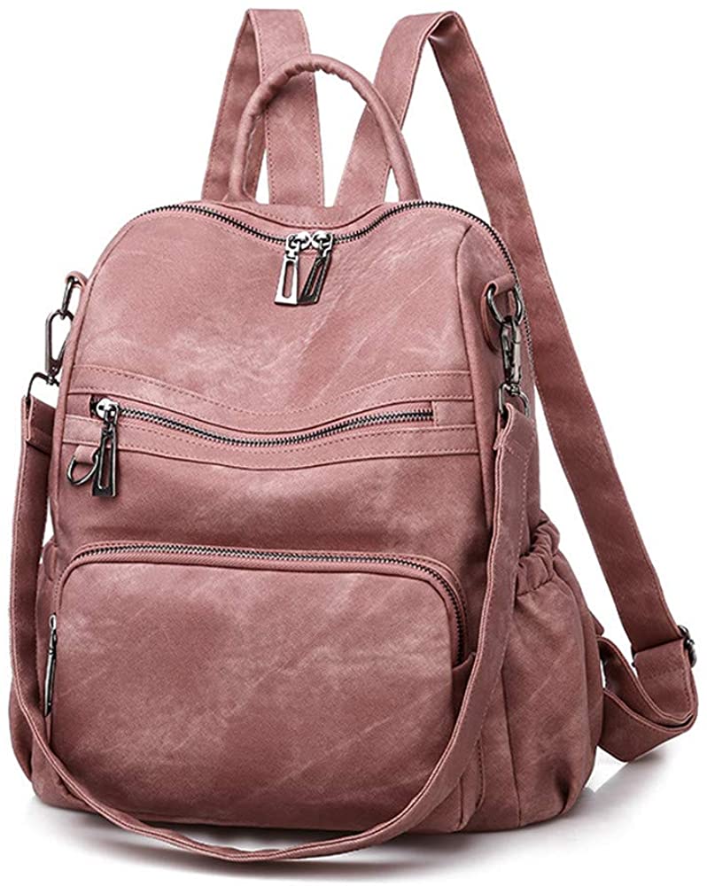 Price:$28.99    Women Fashion Backpack, Multi-Pockets Anti Theft Daypack Convertible Shoulder Bag Handbag, Pink  Clothing