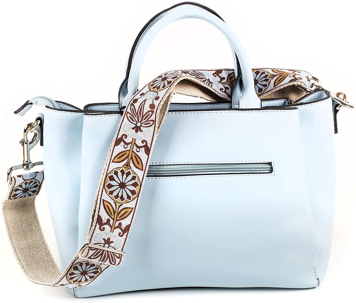 Price:$23.90 White Vintage Handbag Strap & Purse Strap Replacement - Jacquard Woven Embroidered Guitar Strap Styled Shoulder & Crossbody Strap Adjustable Bag Strap For Tote And Messenger Bags Gold Hardware  Handbags   