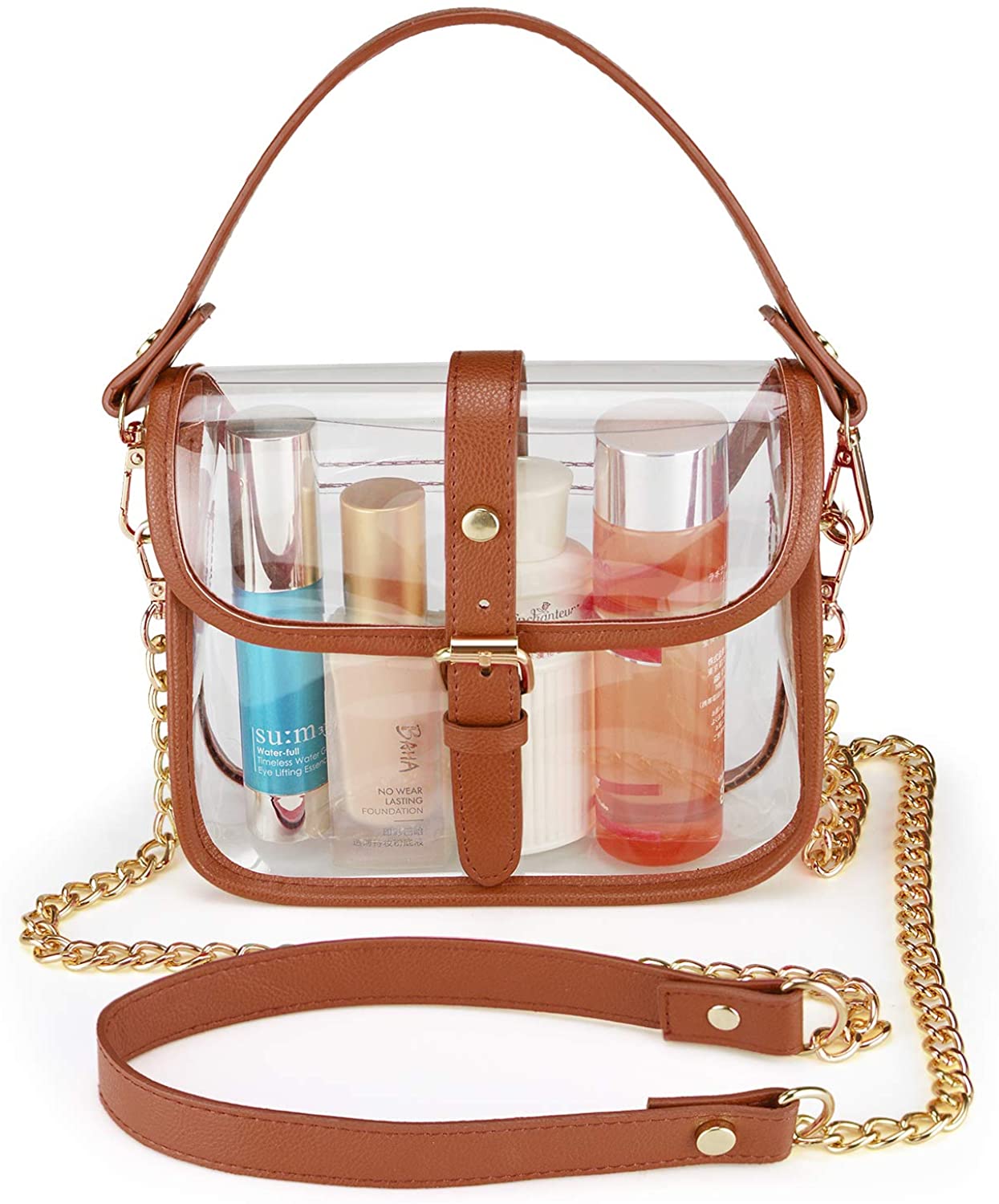 Price:$14.99 Clear Shoulder Bag Strap Crossbody Handbag Cute Clear Purse NFL & PGA Approved  Handbags   