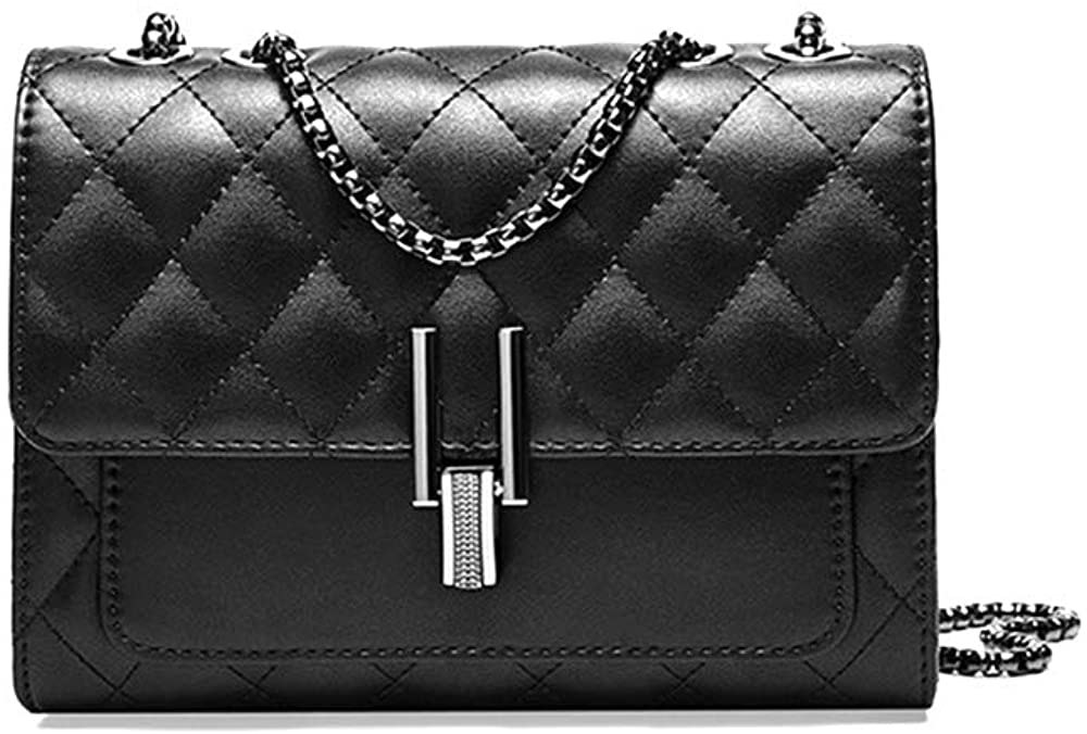 Price:$45.99 YXBQueen Black Handbags for Women Leather Purse Quilted Chain Crossbody Shoulder Purse  Handbags   