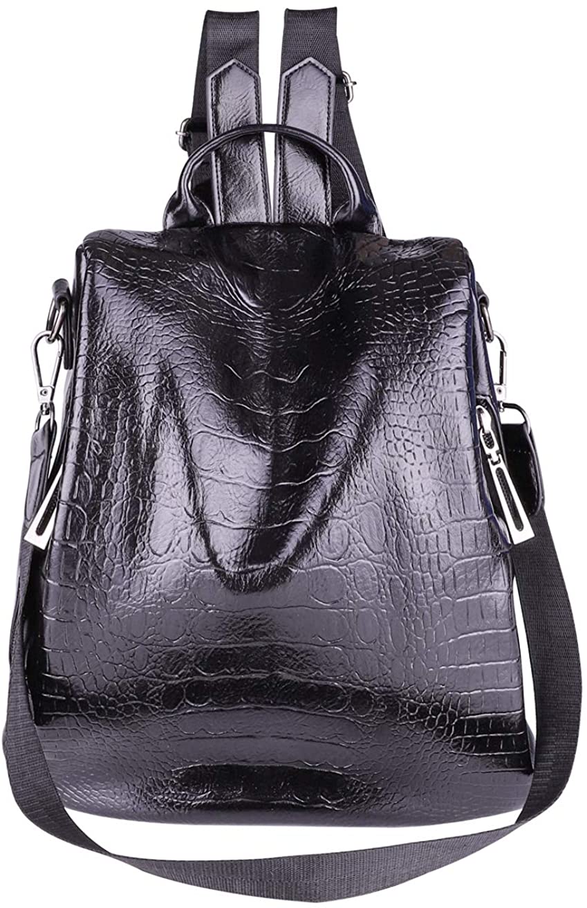 Price:$9.90    Women Backpack Purse PU Leather Anti-theft Backpack Casual Satchel Shoulder Bag for Girls,190505Black  Clothing