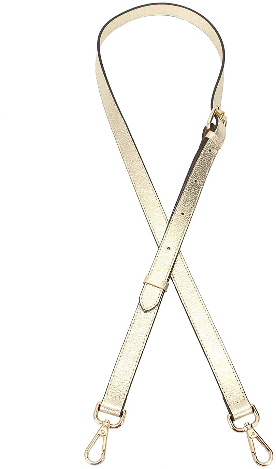 Price:$21.99 LIVE UP Gold Full Grain Leather Adjustable Replacement Cross Body Purse Shoulder Strap Handbag Bag Wallet, 2/3” Width, Adjustable Length 43”-51”, Brass Tone (Gold Tone) Hardware Buckles  Handbags   