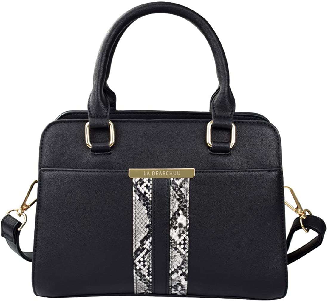 Price:$37.95    Handbag Top Handle for Women Pu Leather Shoulder Bag Small Utility Satchel Crossbody Work Snakeskin Pattern Handbag w/Removal Crossbody Strap, Black  Clothing