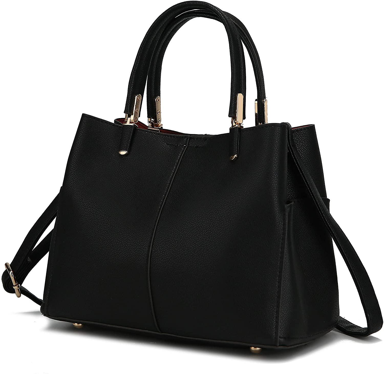 Price:$39.99    Mia K Collection Crossbody Bags for Women Purses and Handbags, Shoulder Strap, PU Leather Top-Handle Satchel Tote Black  Clothing