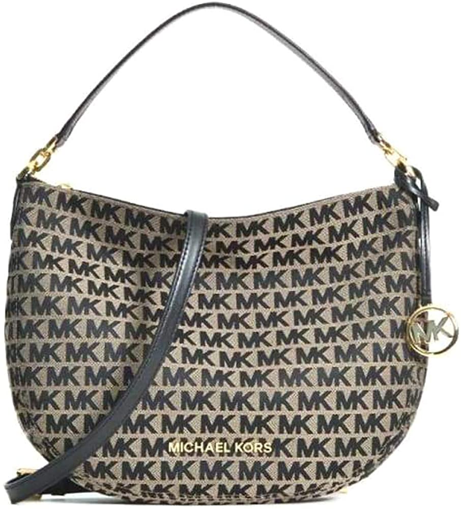 Price:$150.00 Michael Kors Women's Bedford Medium Convertible Shoulder Crossbody Bag Purse Handbag, Beige Black  Handbags   
