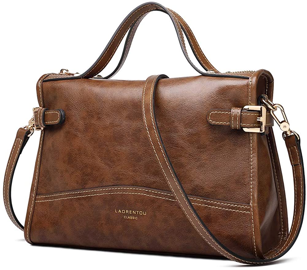 Price:$59.99 LAORENTOU Cowhide Leather Small Purses and Handbags for Women Shoulder Bags Ladies Designer Cross body Bag Handle Purses (Caramel Brown)  Handbags   