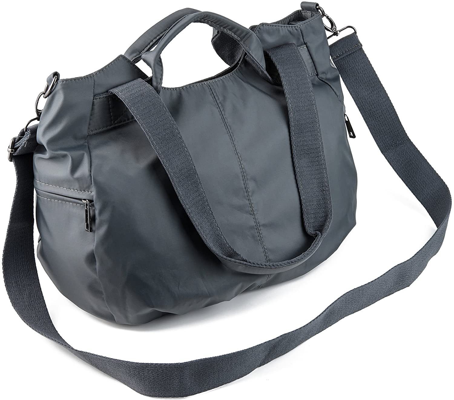 Price:$19.99    ZOOEASS Women Fashion Large Tote Shoulder Handbag Waterproof Multi-function Nylon Travel Crossbody Bags (Grey)  Clothing