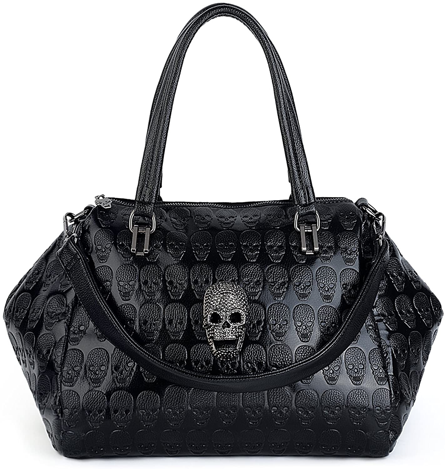 Price:$39.99    UTO Women Skull Tote Bag Large Capacity Handbag Smooth PU Leather Purse Shoulder B Bags  Clothing