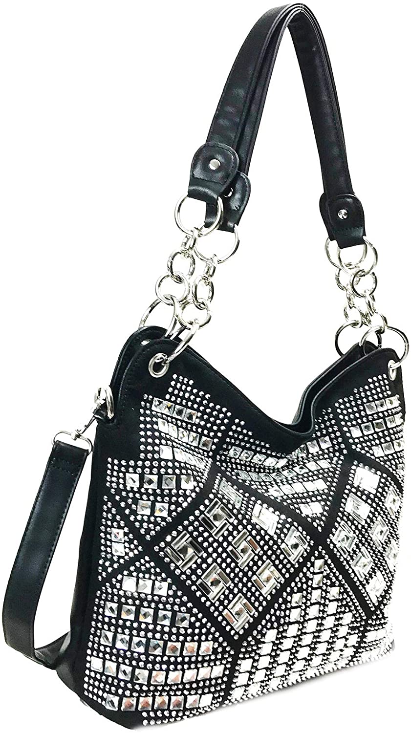 Price:$50.95 Zzfab Geometric Gem Sparkle Purse Black  Handbags   