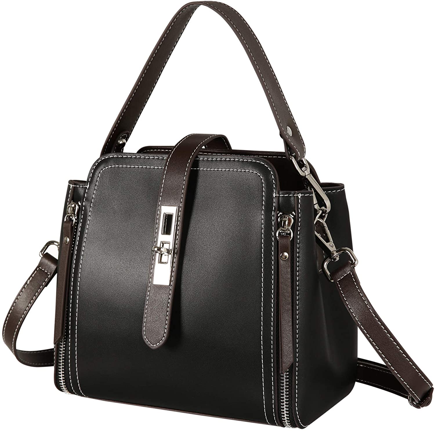 Price:$49.99    Heshe Women Leather Shoulder Bag Handbags Satchel Ladies Purses Crossbody Bag (Black)  Clothing