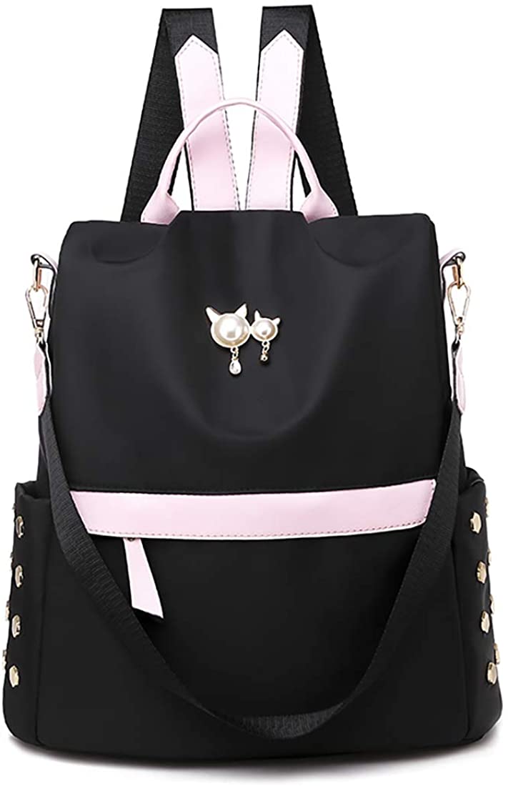 Price:$33.99    Leviro Printed Women Backpack Purse Waterproof Nylon Anti-theft Backpacks for Women School Shoulder Bag Camo Handbag (Black)  Clothing
