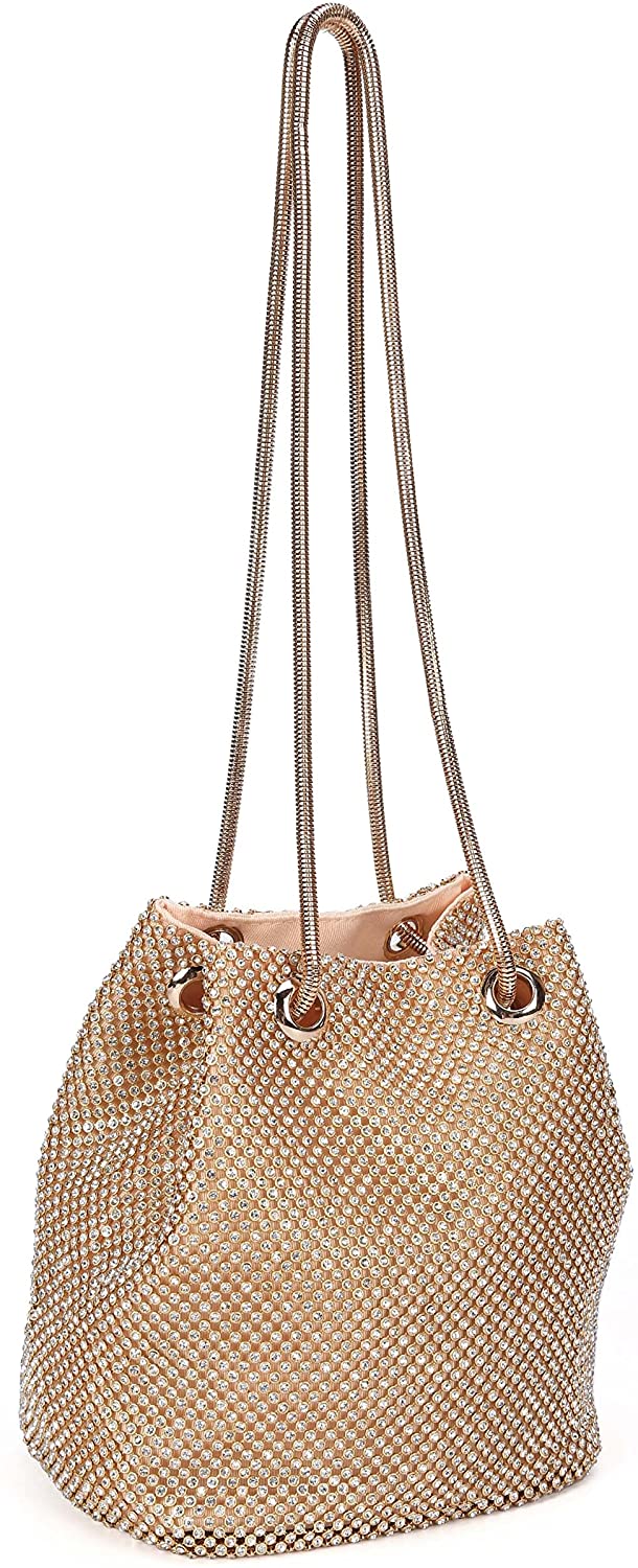 Price:$17.99 Clocolor Purses and Handbags Crystal Rhinestone Shoulder Bucket Bag Cross-body Purses  Handbags   