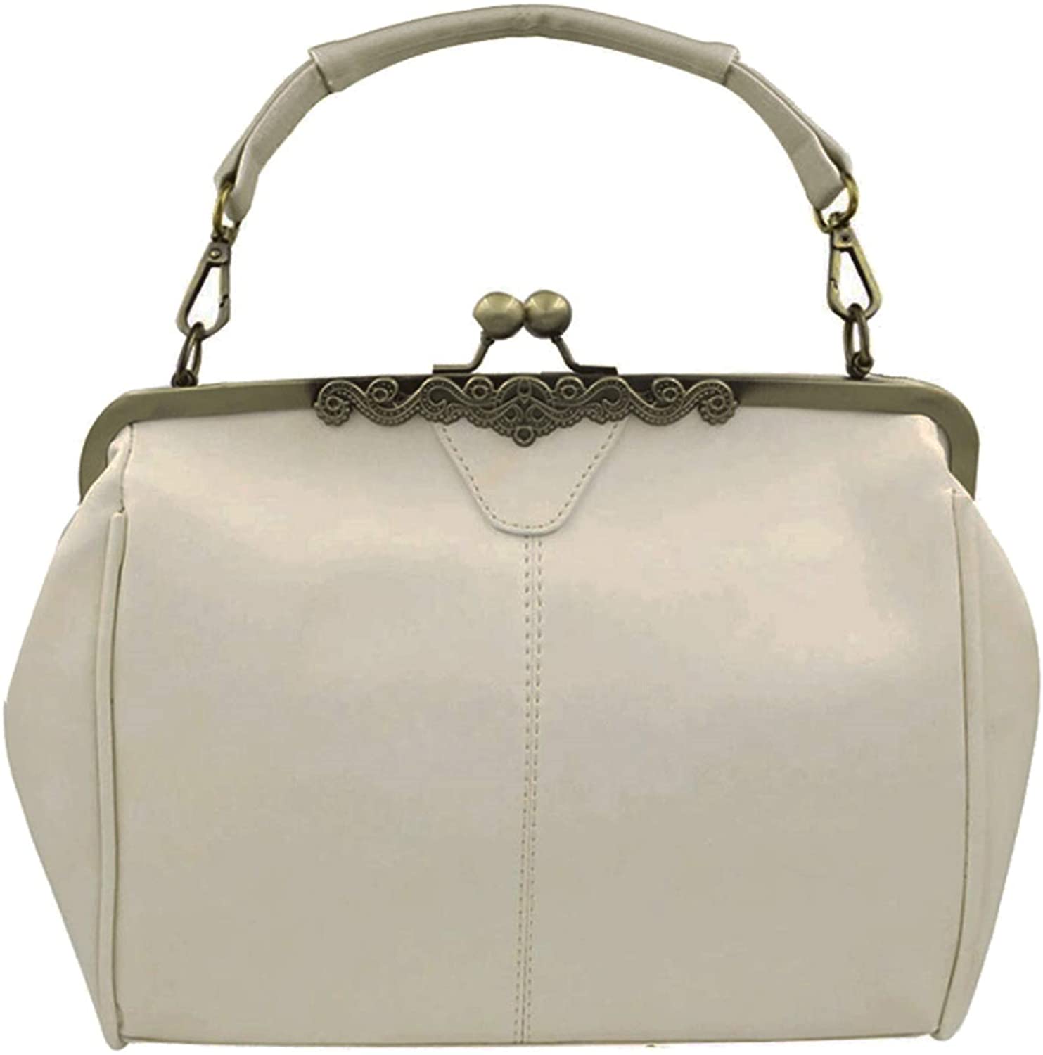 Price:$24.99 Zhiyang Women Vintage Kiss Lock Top Handle Handbag Evening Clutch Shoulder Bag  Handbags   