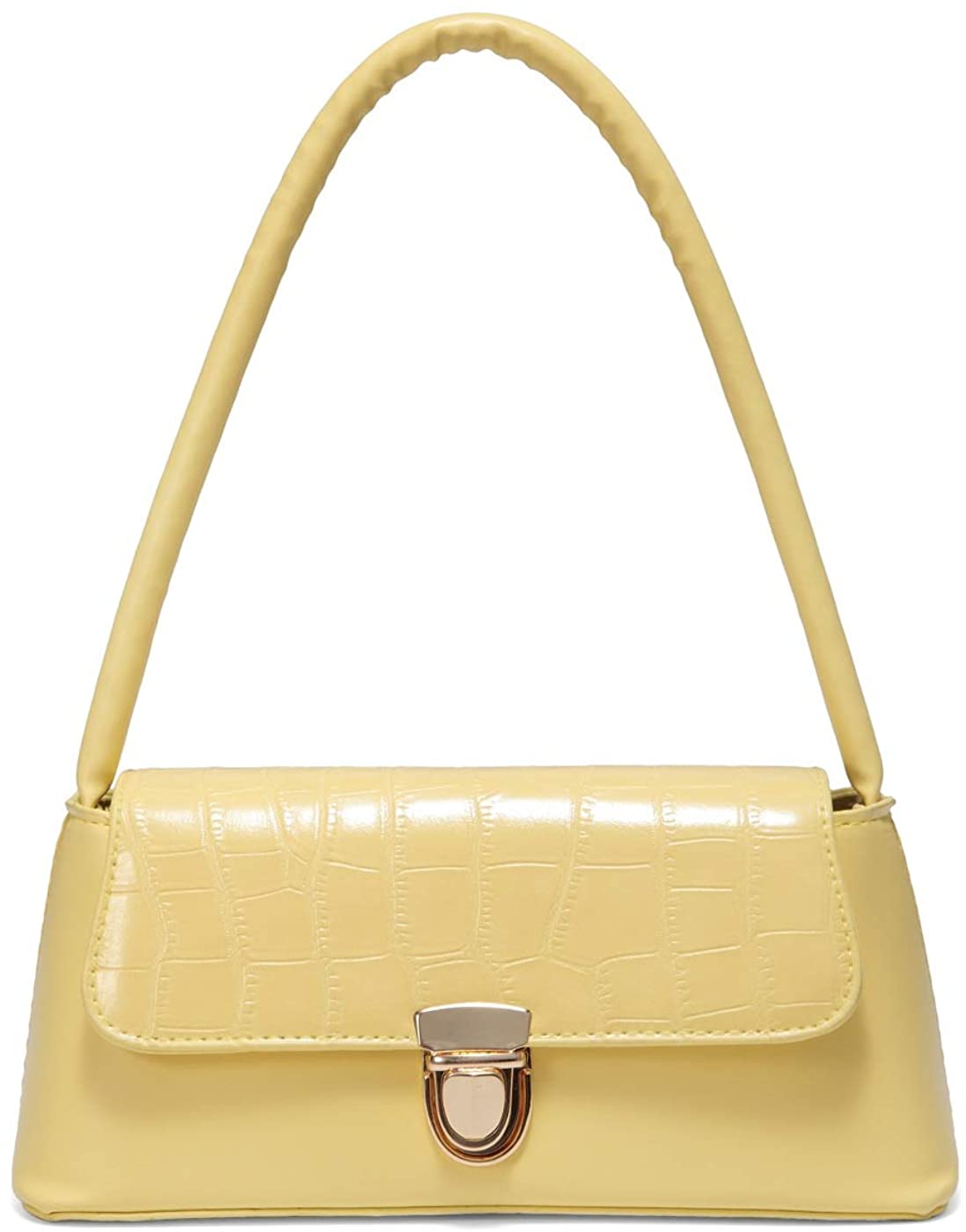 Price:$21.99    QUARKERA Small Clutch Bag Baguette Tote Shoulder Purses And Handbags for Women Yellow  Clothing