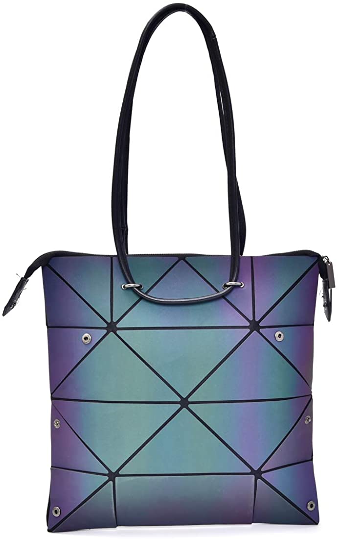 Price:$25.99    Women Handbags Geometric Luminous Bag PU Leather Shard Lattice Holographic Purse Ladies Shoulder Bag (3211)  Clothing