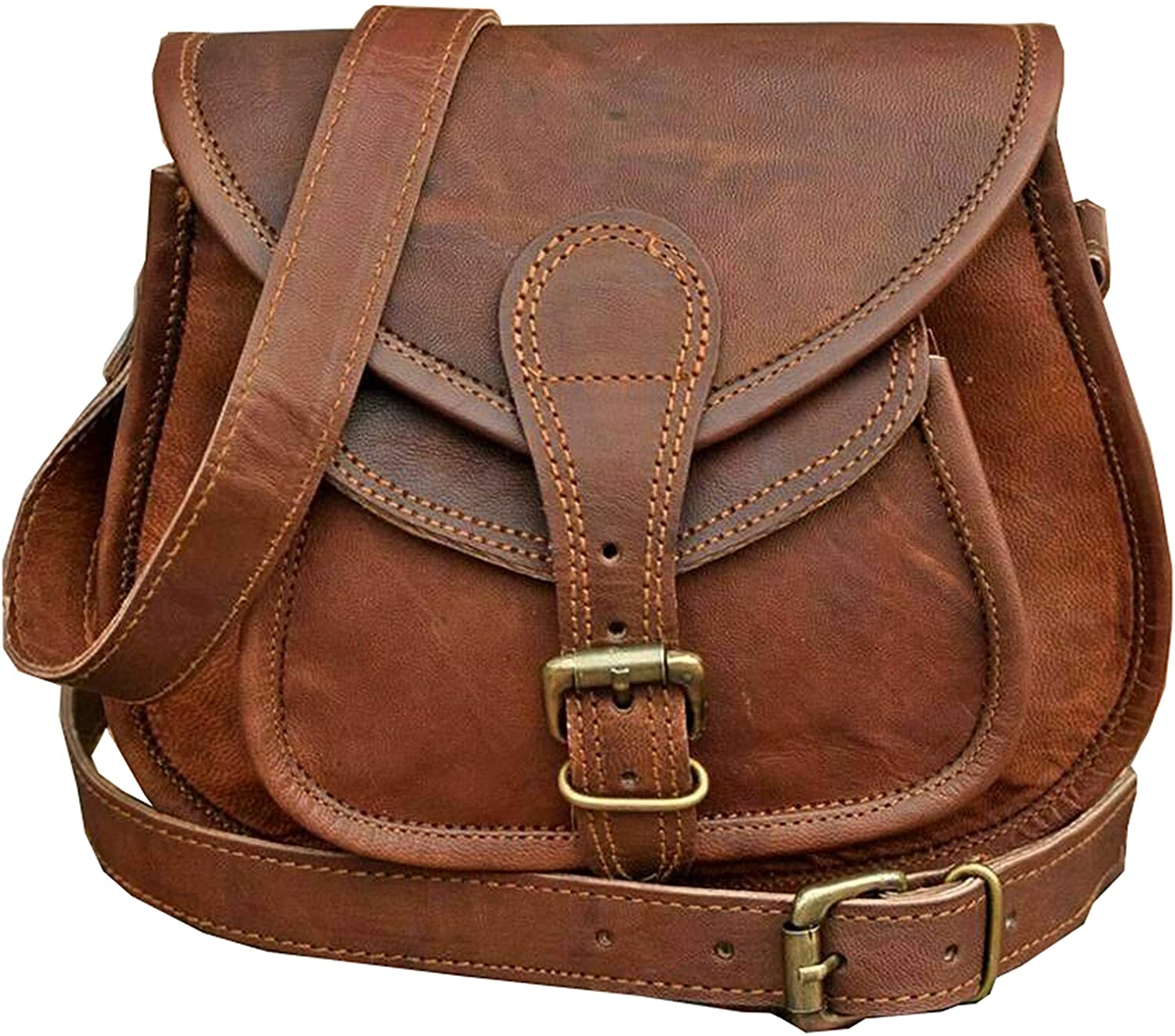 Price:$29.99    Leather Women Shoulder Bag Crossbody Satchel Ladies Tote Travel Purse (Tan Brown)  Clothing