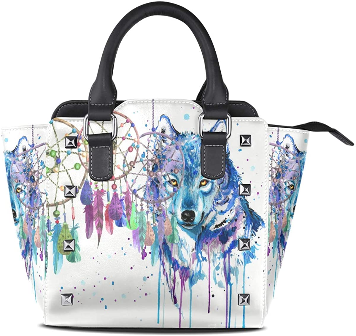 Price:$44.99    Dream Catcher Wolf Space Galaxy Genuine Leather Handbags Purses Shoulder Tote Satchel Bags Womens, Click Pattern 4, 7.483.947.48 inches(LWH)  Clothing