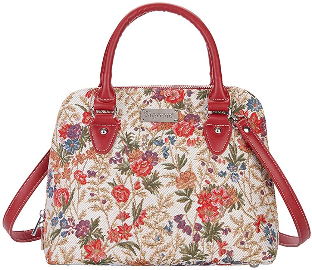 Price:$46.99    Signare Tapestry Handbag Satchel Bag Shoulder bag and Crossbody Bag and Purse for women with Flower Meadow Design  Clothing