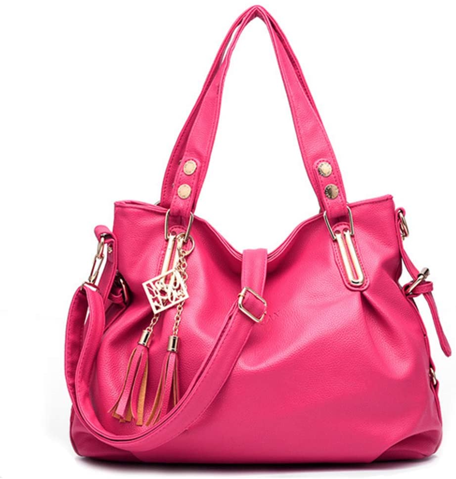 Price:$17.99    COOBA Women PU Leather Hobo Bag Handbag Tote Shoulder Bag Tassel ossbody Messenger Satchel  Clothing