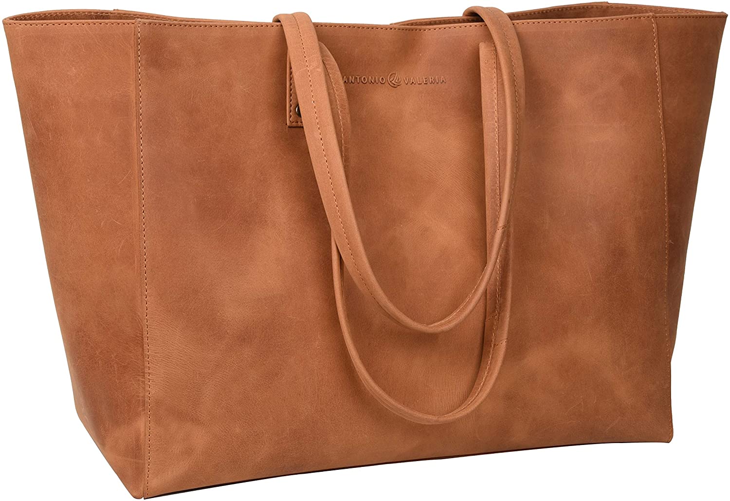 Price:$79.99    Antonio Valeria Avery Cognac Leather Tote/Top Handle Shoulder Bag for Women  Clothing