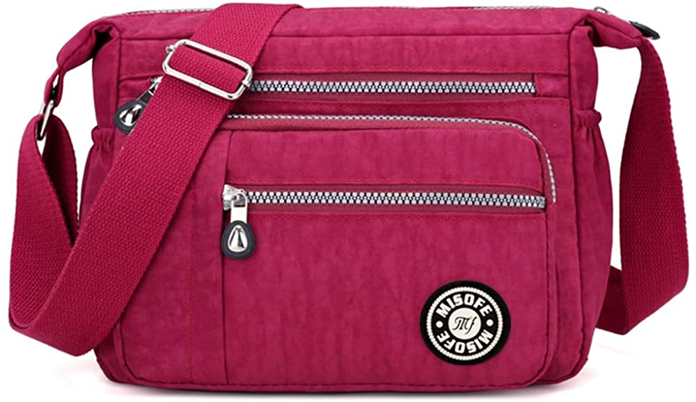 Price:$13.85 MISOFE Women's Shoulder Bags Casual Handbag Travel Bag Messenger Cross Body Nylon Bags (Wine)  Handbags   