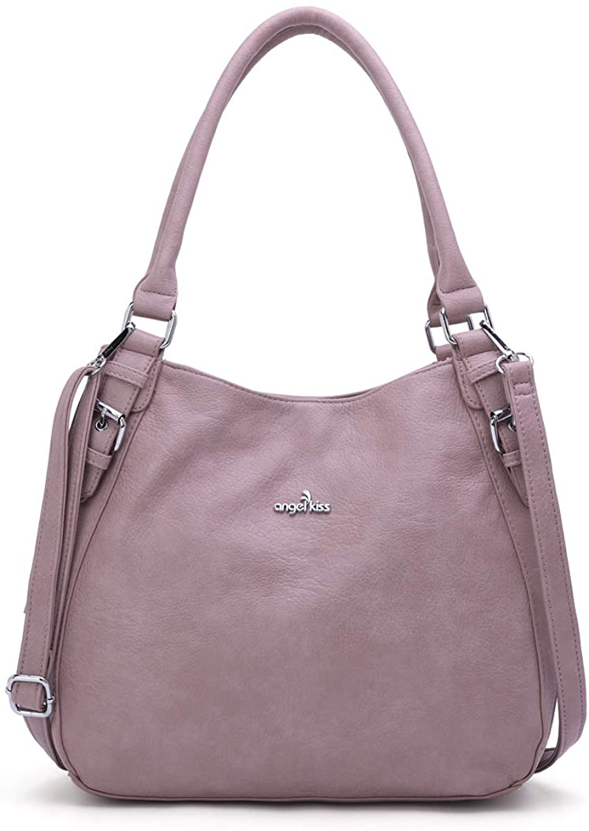 Price:$39.99    Handbag Hobo Women Bag Roomy Multiple Pockets Street ladies' Shoulder Bag Fashion PU Tote Satchel Bag for Women (KL5070#U6216#203-L.PINK)  Clothing