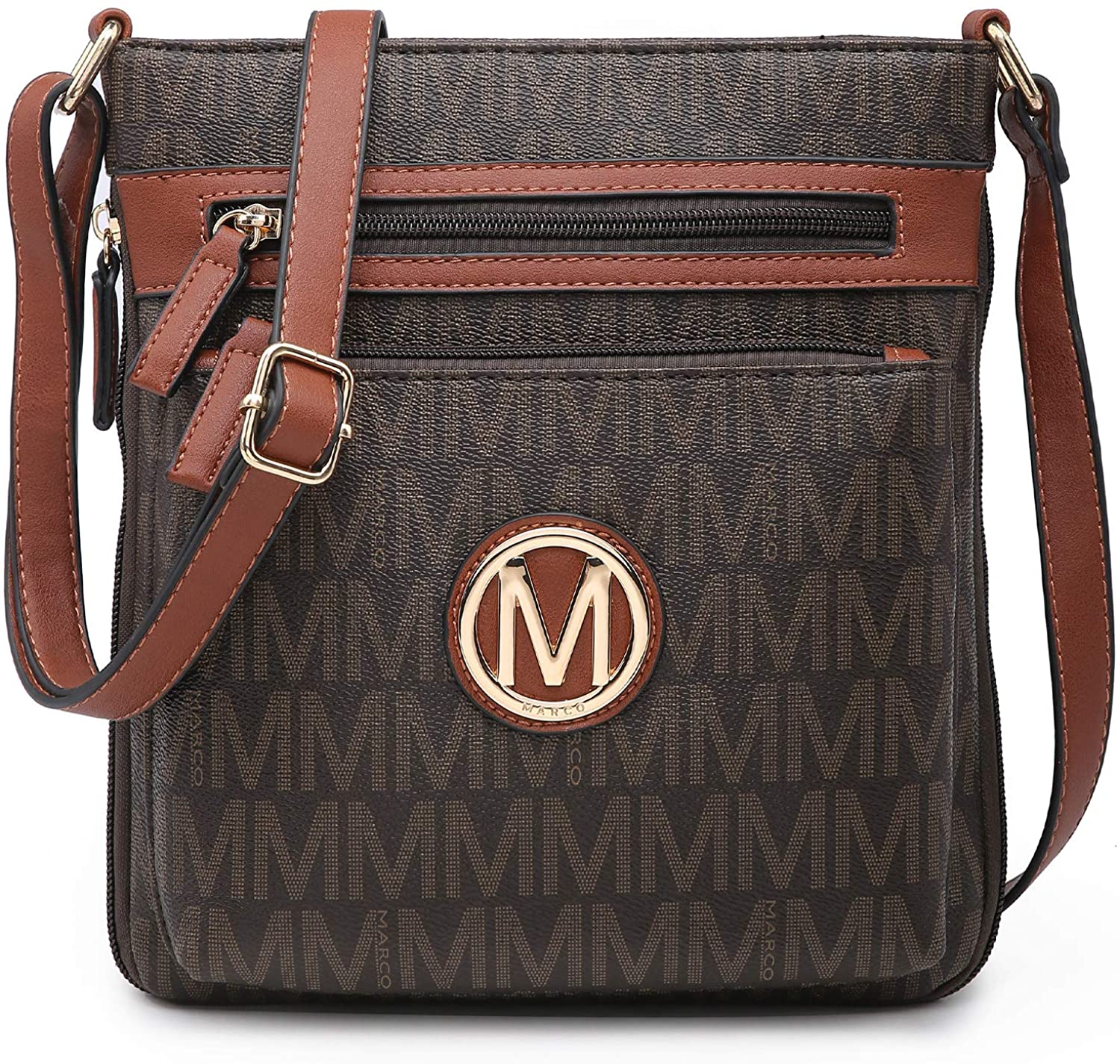 Price:$20.75 Multi Pockets Crossbody Purses for Women Signature Crossover Bag Zipper Shoulder Bag(Coffee)  Handbags   