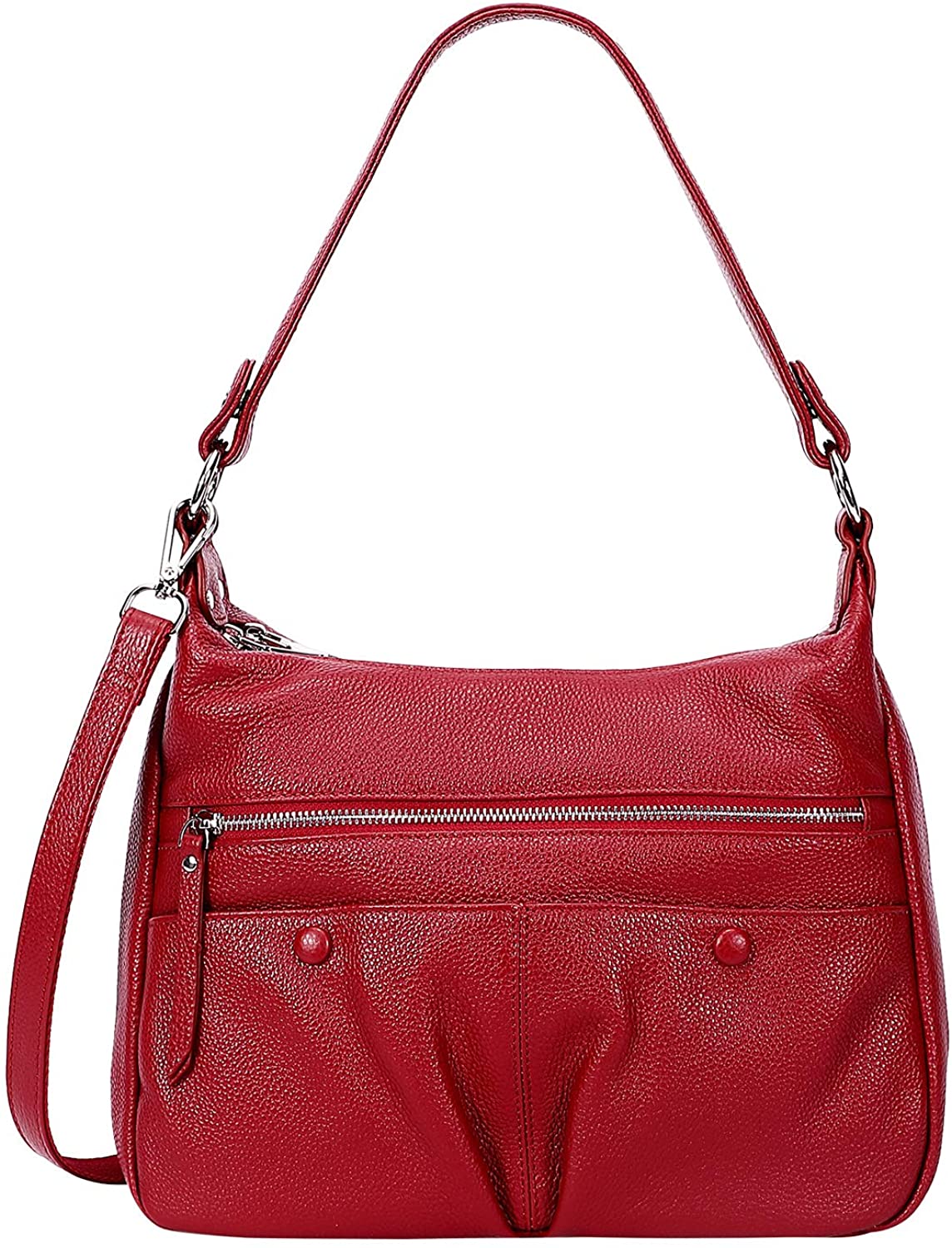Price:$67.86    OVER EARTH Hobo Bags for Women Genuine Leather Shoulder Handbag Casual Crossbody Purse Medium(O129E Wine Red)  Clothing